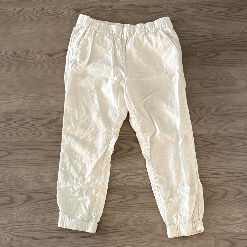 J. Crew White Linen Joggers